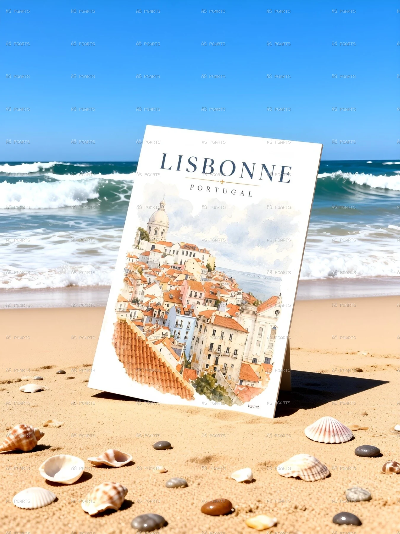 Portugal affiche vue sur des toits de Lisbonne