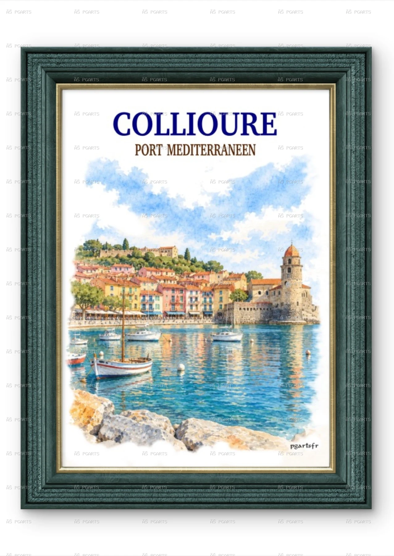 Affiche imprimée Collioure Port méditerranéen