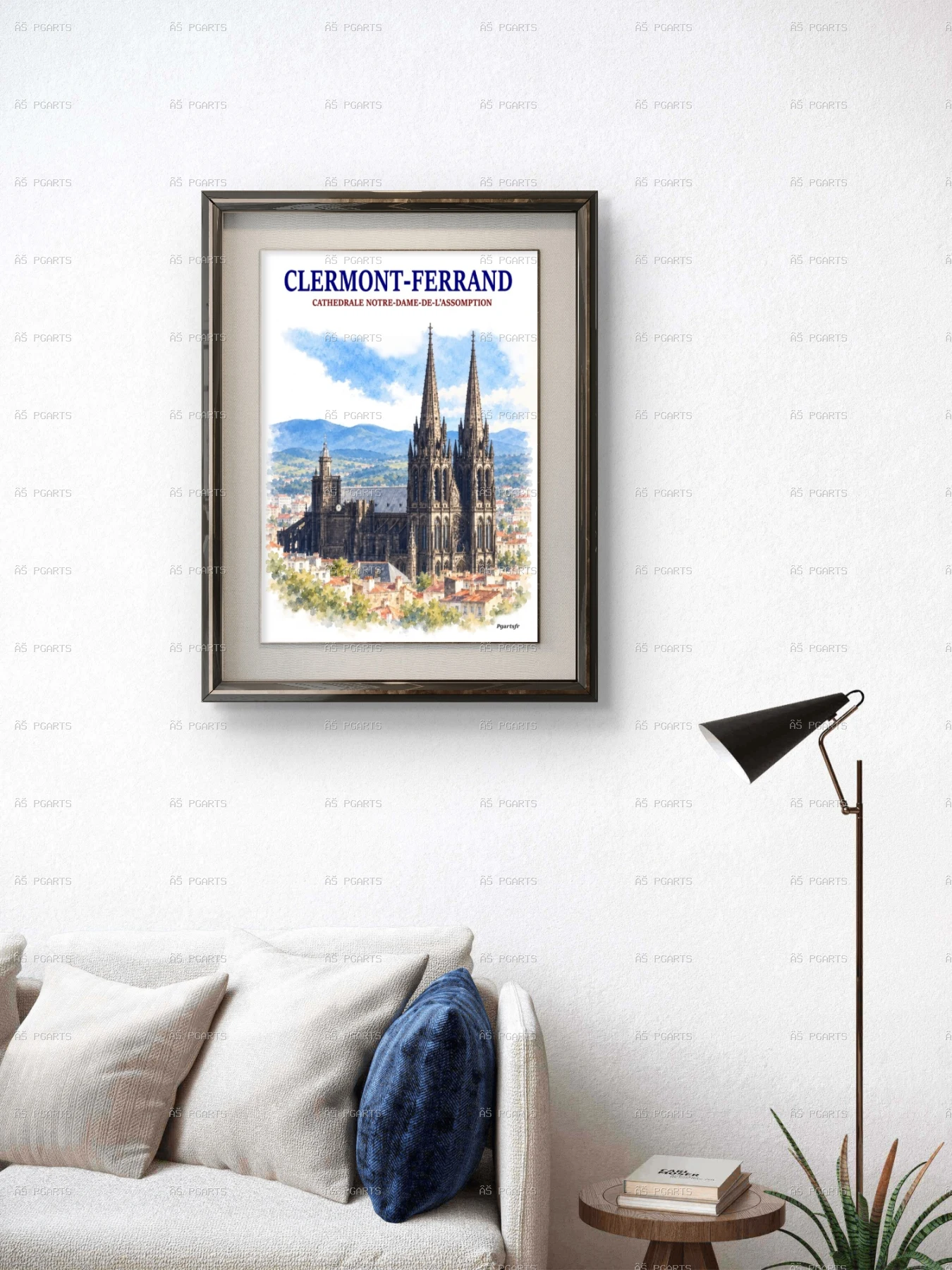 Clermont-fd Cathédrale N-D-de-l’Assomption affiche cadre marron